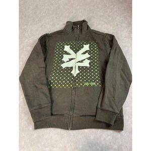 Zoo York Mens‎ Graphic Logo Stand Up Neck Full Zip Sweatshirt Fleece Green Small
